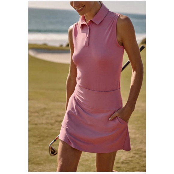 NWT Rhone Course To Court Skort Womens XS Rose Mist PullOn 16" Performance Skirt - Picture 4 of 11